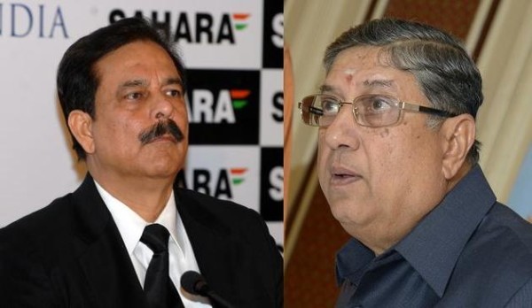 Sahara Group Chairman Subrata Roy (left) and Board of Control for Cricket in India president N. Srinivasan. File Photos: Shanker Chakravarty, V. Ganesan - The Hindu