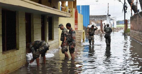 Army personnel arrive to help flood affected areas in Hyderabad on Saturday. Photo: PTI... 