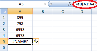 Name error in Excel