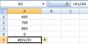 Division error in Excel