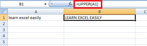 Upper function in Excel