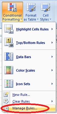 Managing Rules in Conditional Formatting