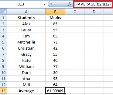 finding average in excel