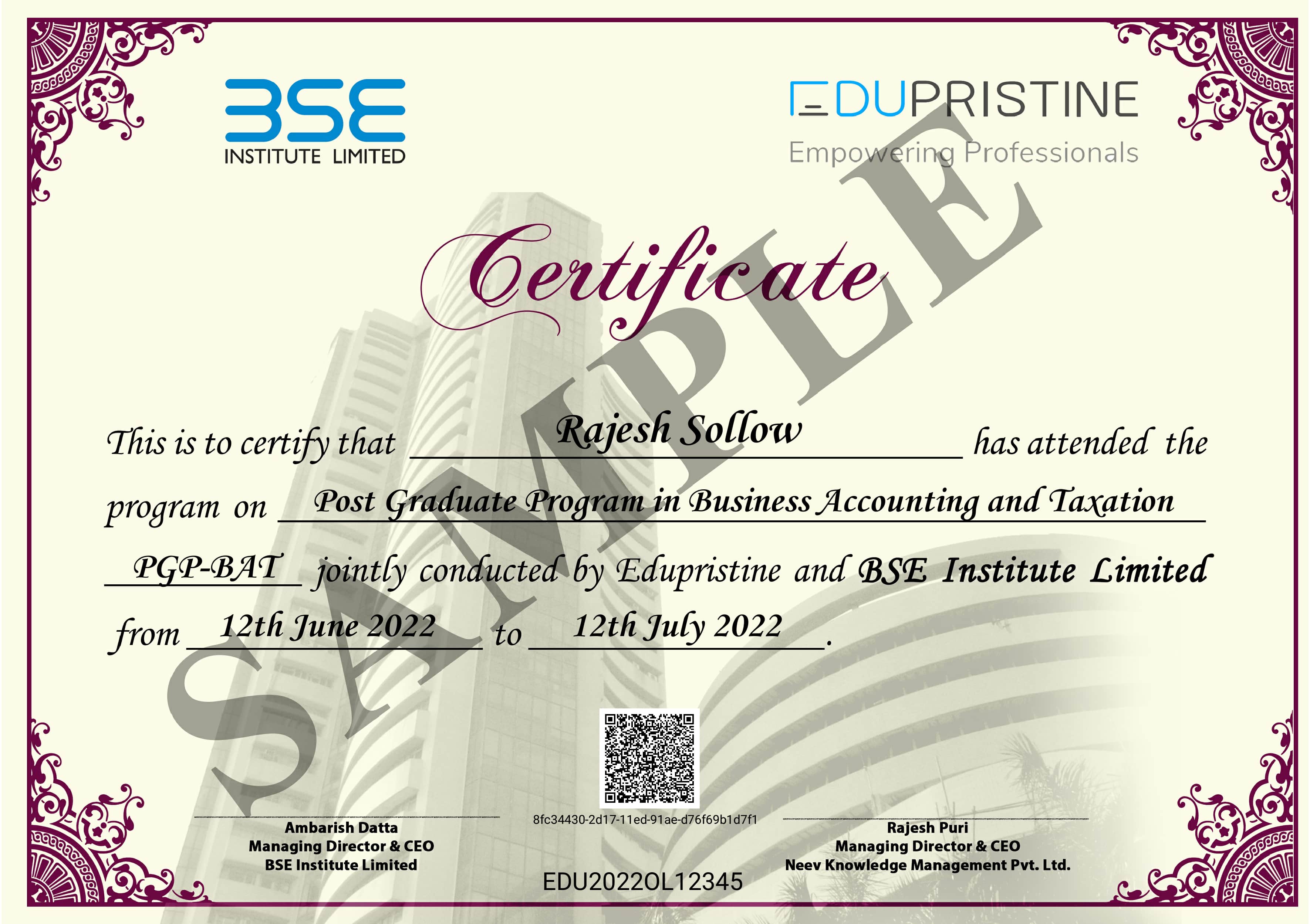 BAT SAP Certificate 