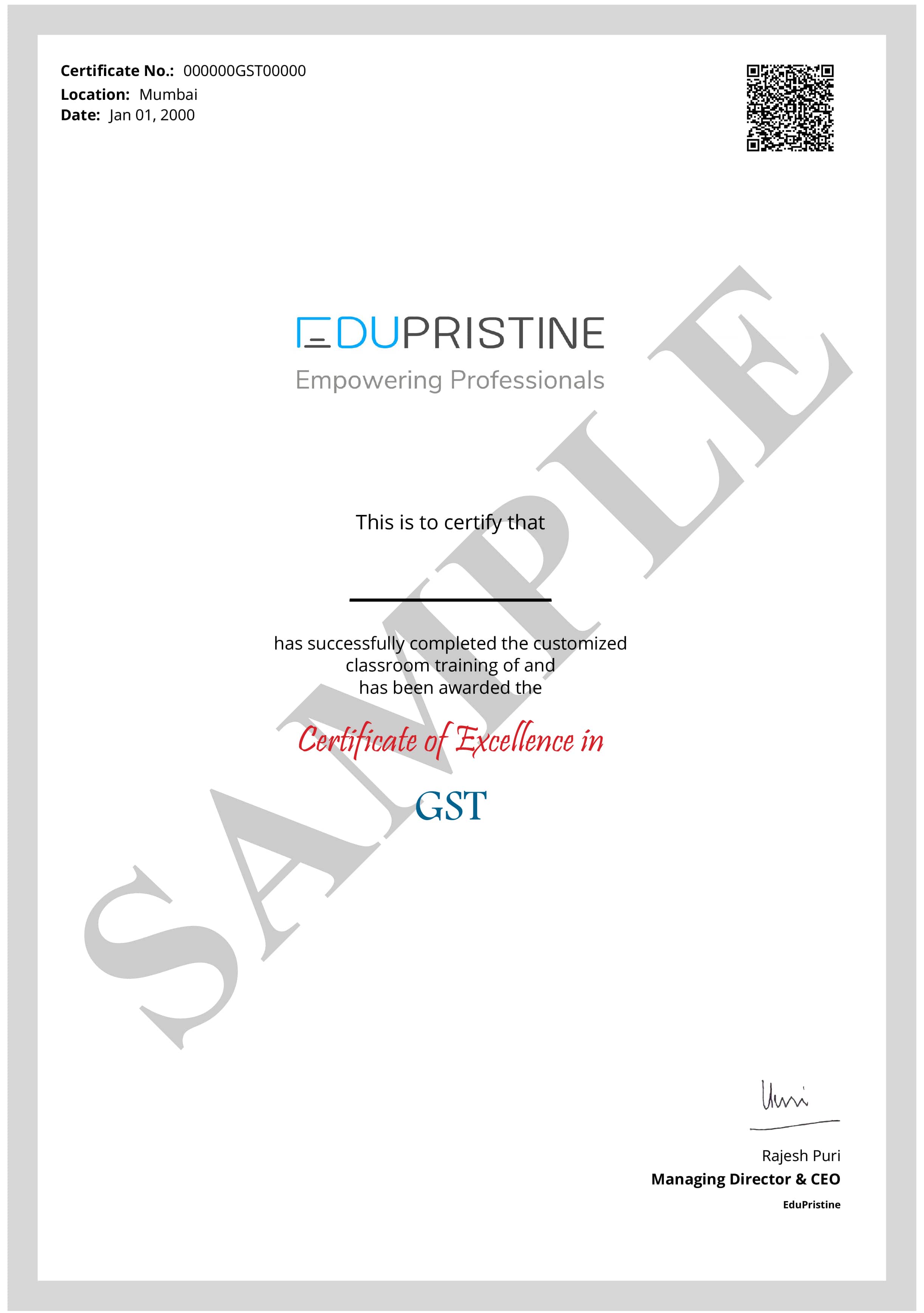 BAT GST Certificate 