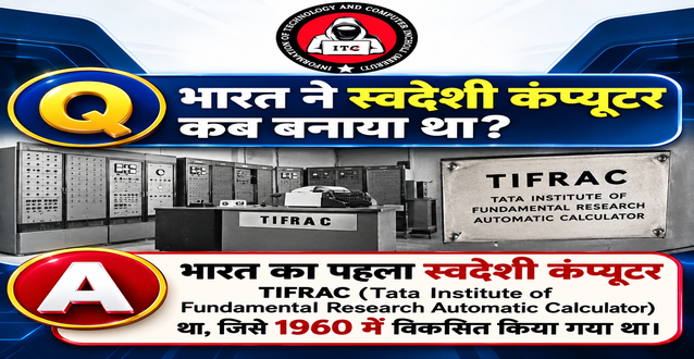 भारत ने अपना स्वदेशी कंप्यूटर कब बनाया?