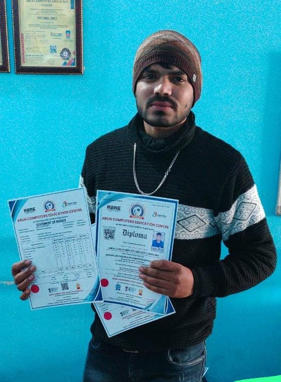 Congratulations! Suraj Chaufhary! 🎉🎉 You have successfully completed our one-year ADCA course. We wish you great success in life.