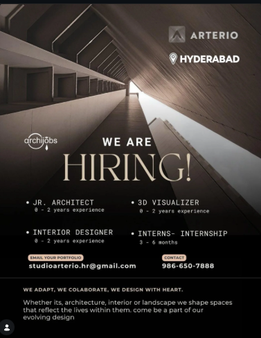 Interns, Junior Architect, Interior Designer, 3D Visualizer
