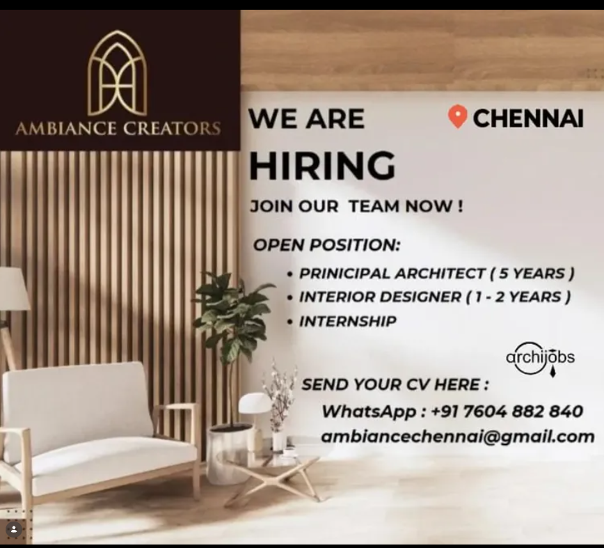 Interns, Principal Architect , Lead Interior Designer
