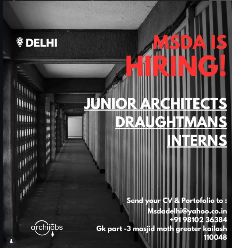 Interns, Junior Architect, Draftsman
