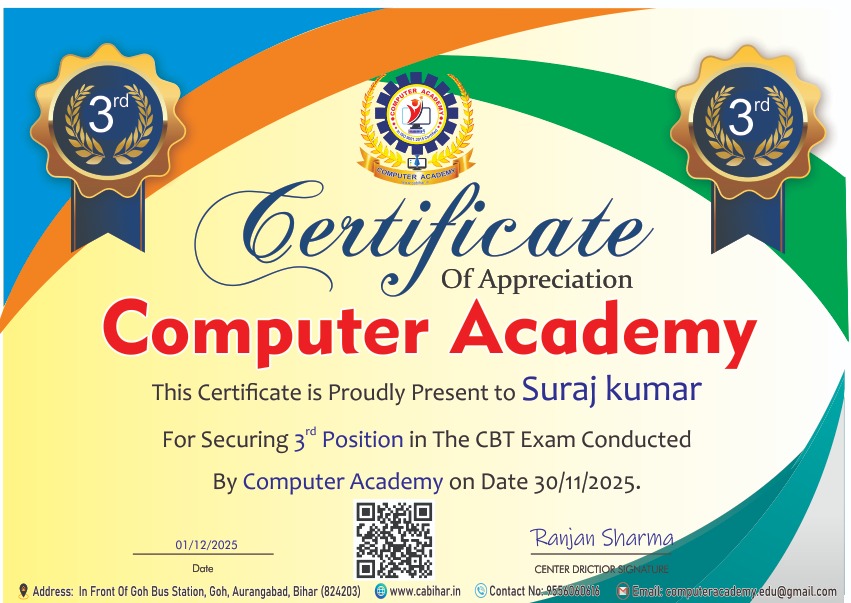 Topper Student Certficate