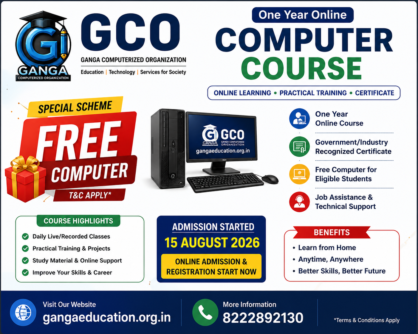 GCO One Year Online Computer Course – Free Computer Scheme Image