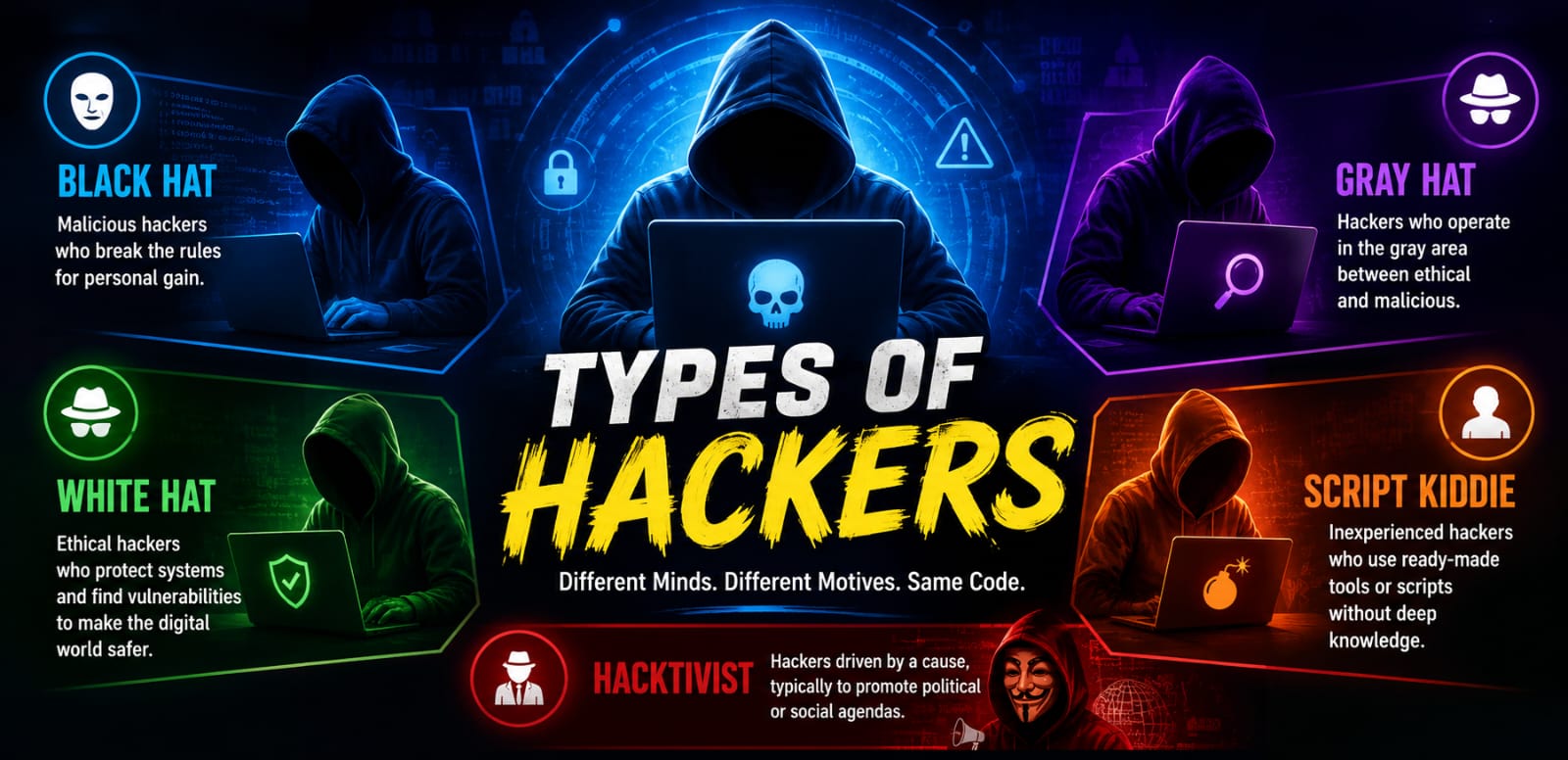 Who Are Hackers ? Types of Hackers Every Cyber Security Student Must Know