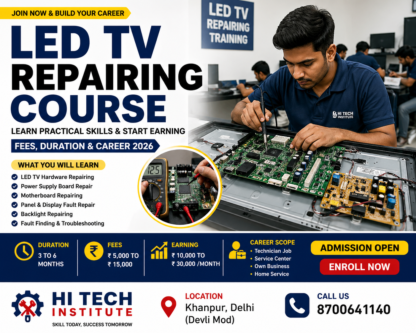 LED TV Repairing Course in Khanpur Delhi – Fees, Duration & Career 2026