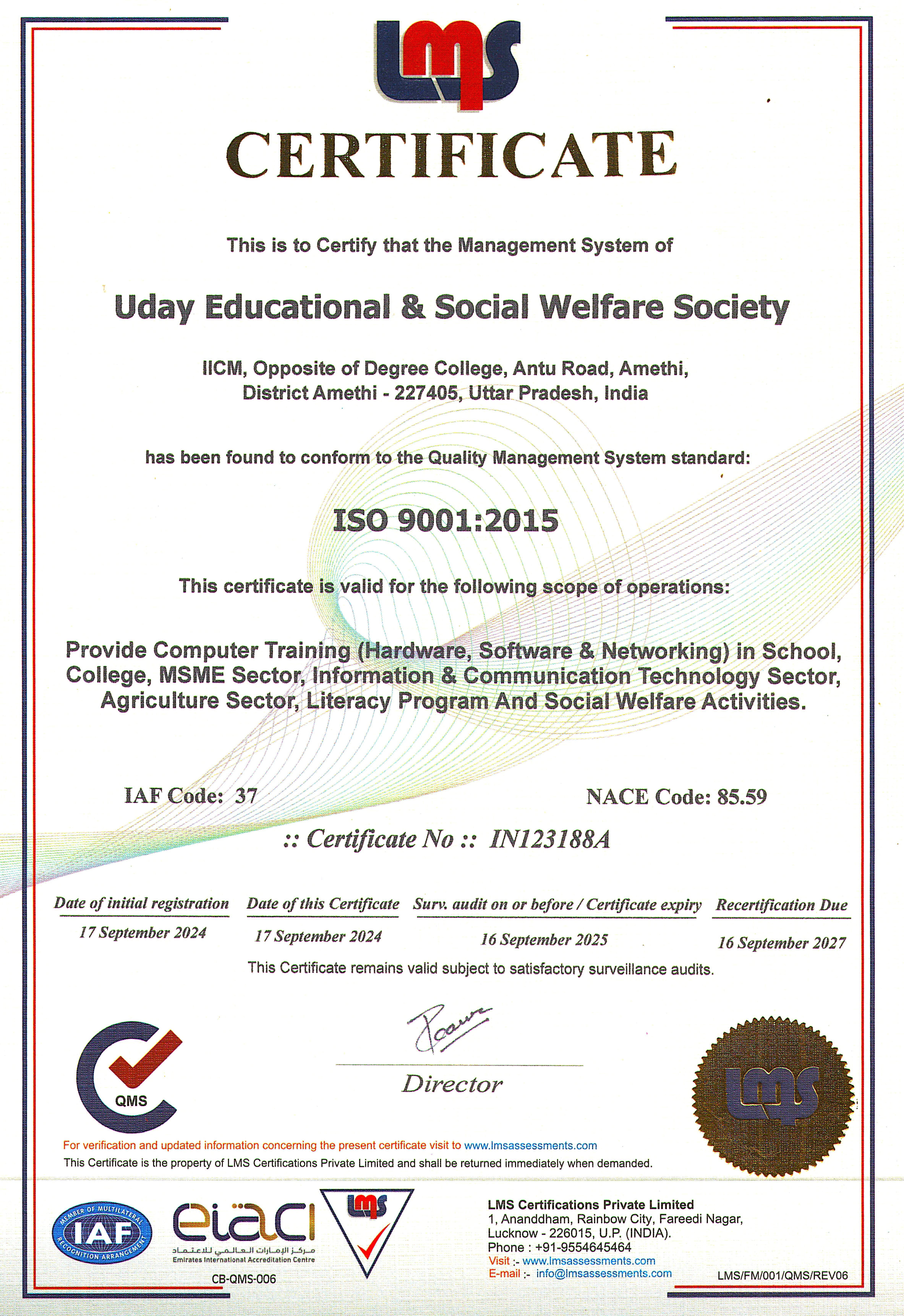 ISO 9001:2015 Certified Organization