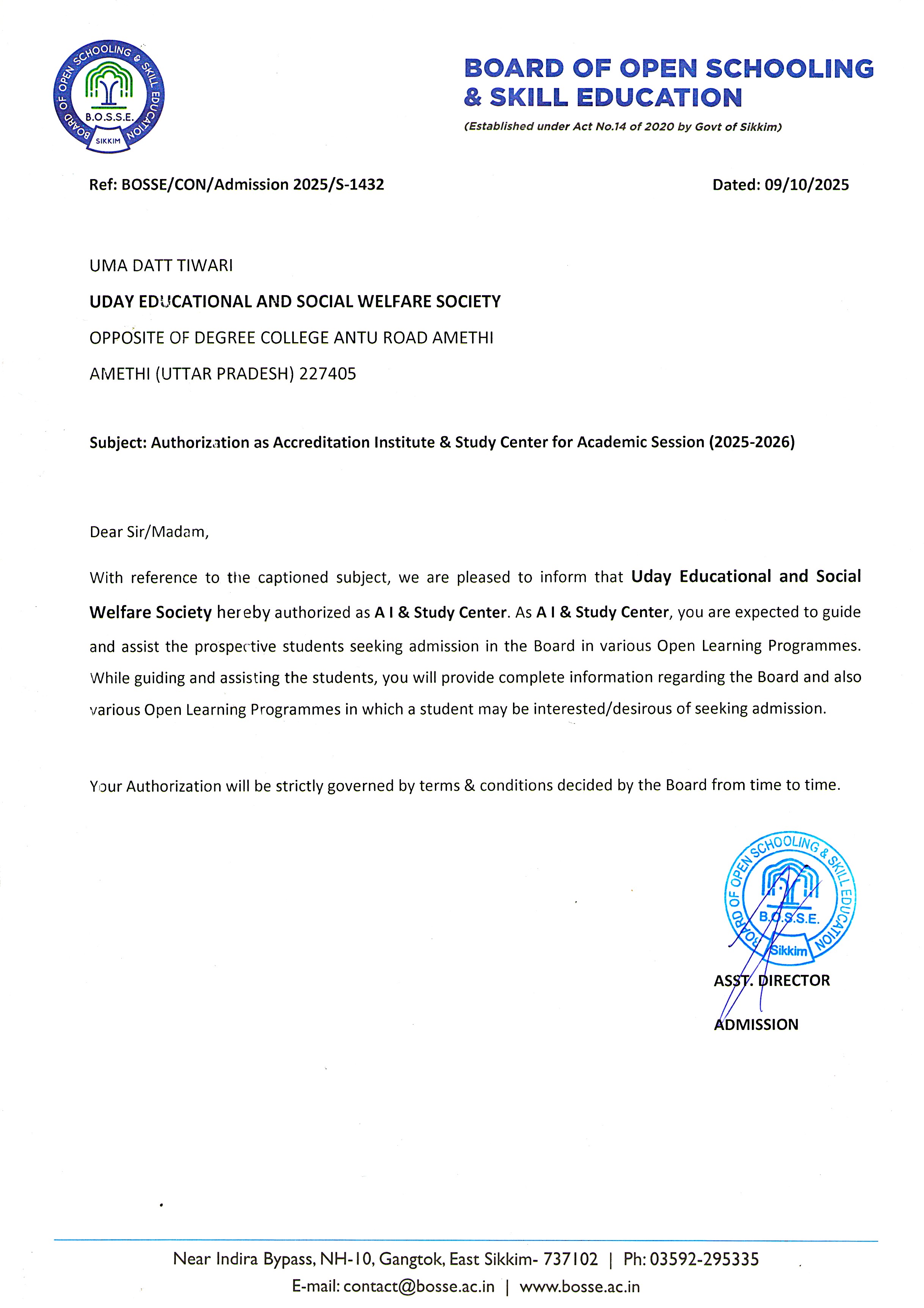 Board of Open Schooling & Skill Education (BOSSE)
