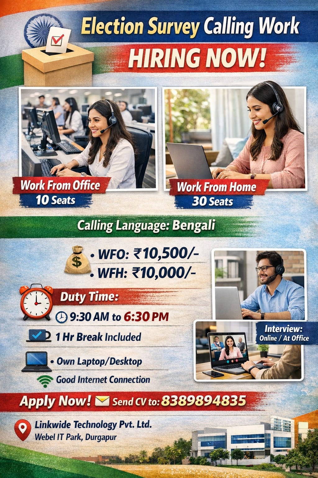 Job Opening: Election Survey Caller (Bengali Language)