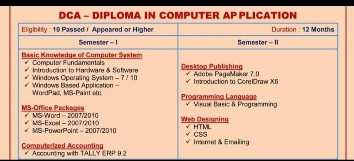 DCA Course – Diploma in Computer Application
