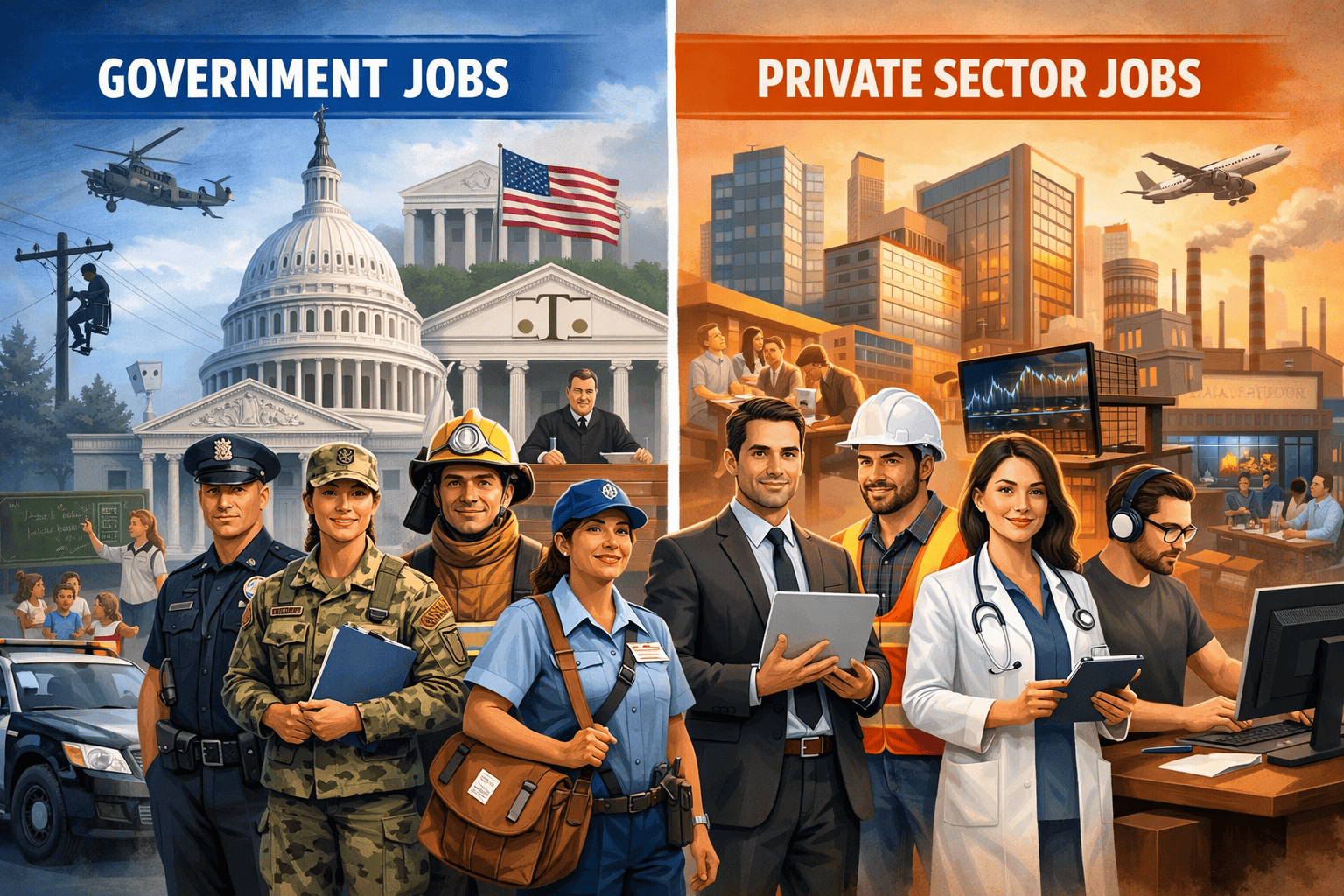 government and private sector jobs Icon