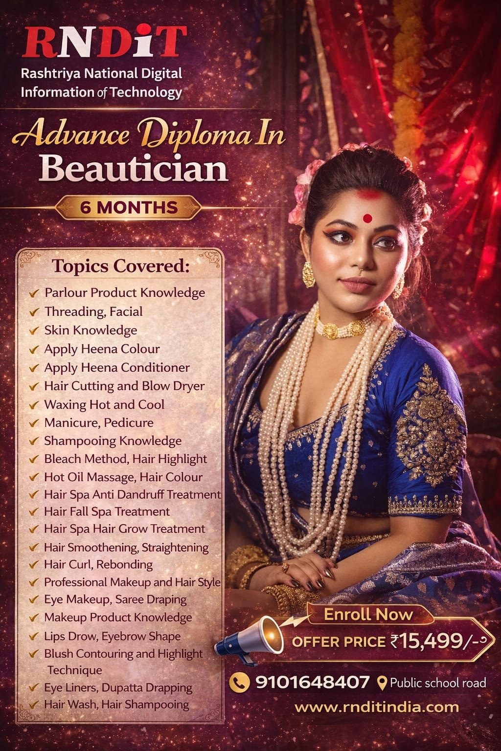 Advance  diploma in beautician  course