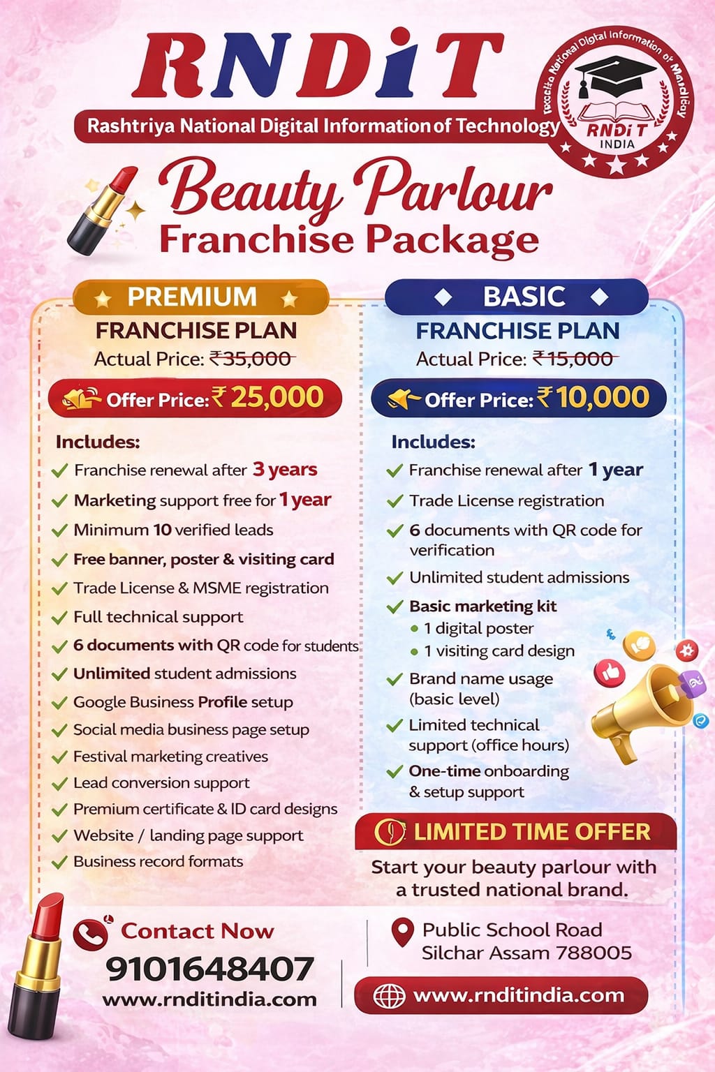 Beauty parlour franchise package