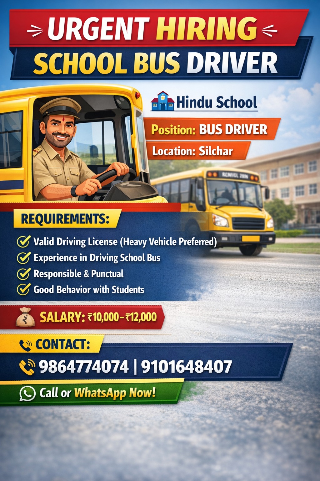 Name of the post : School Bus Driver