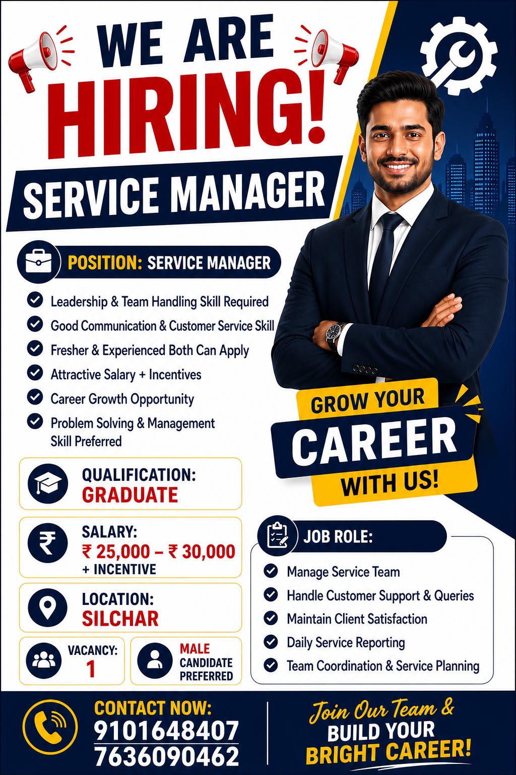 NAME OF THE JOB : - SERVICE MANAGER