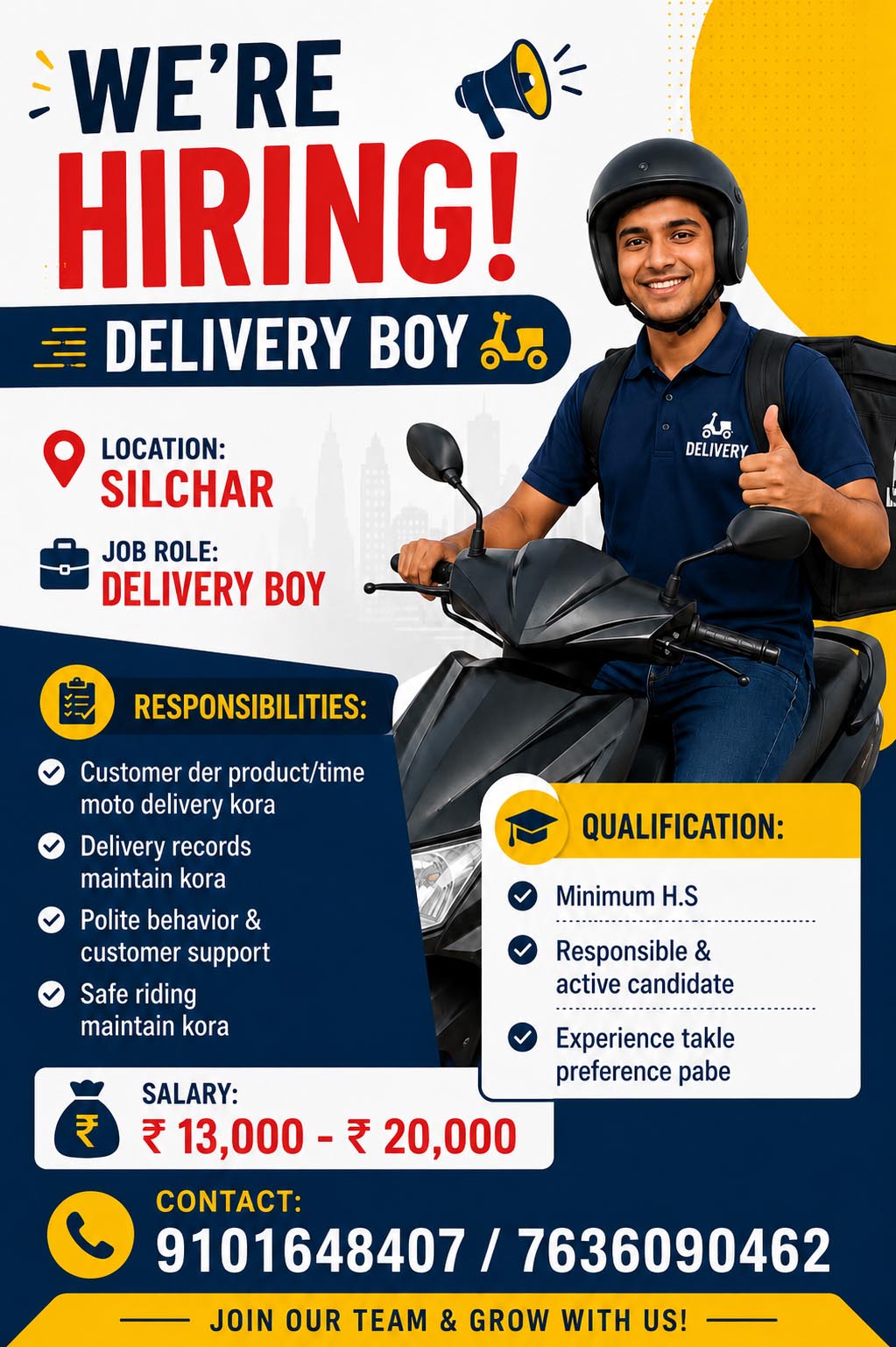 NAME OF THE JOB :- DELIVERY BOY