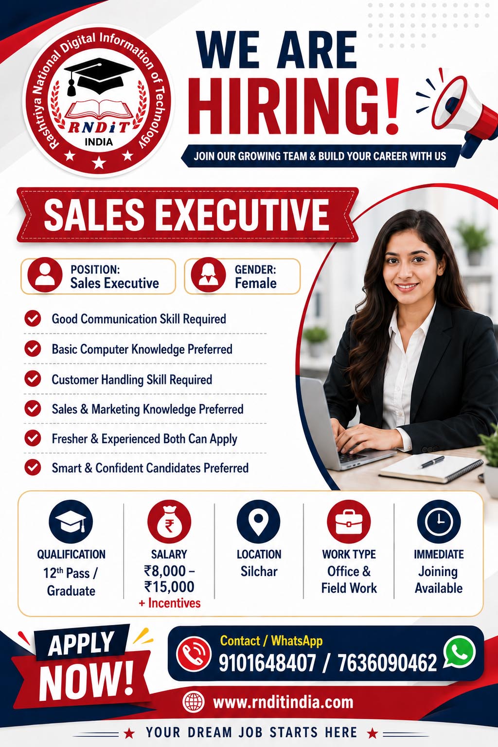 NAME OF THE JOB :- SALES EXECUTIVE