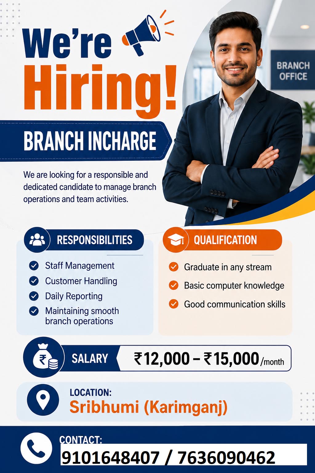 NAME OF THE JOB :- BRANCH INCHARGE