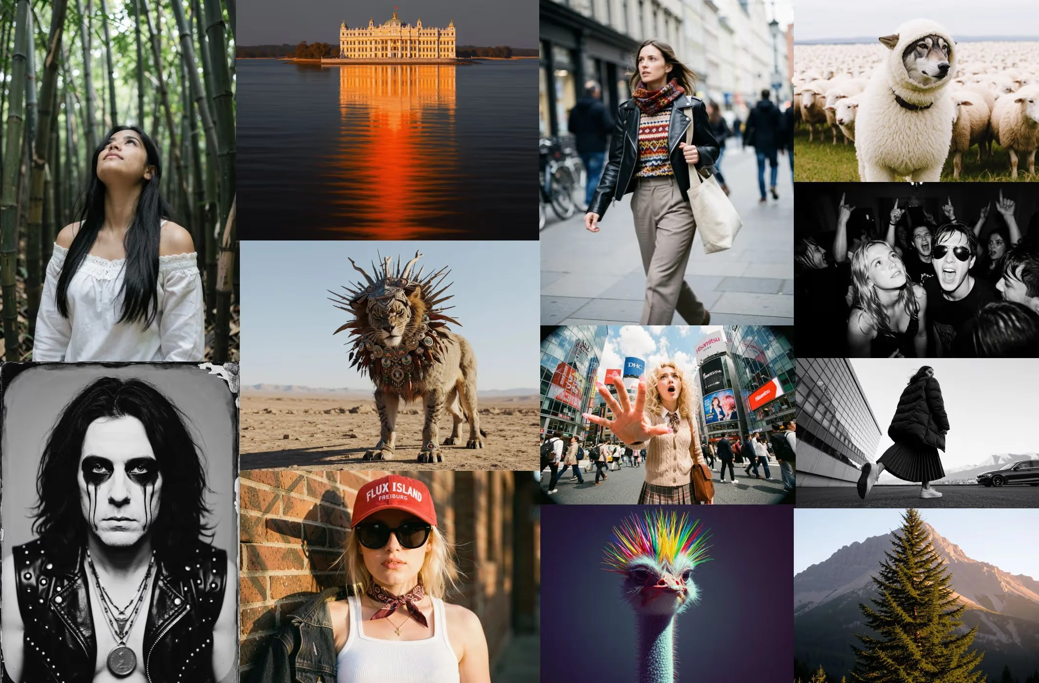 FLUX.2 Klein text-to-image generation examples showing diverse outputs including portraits, objects, and artistic styles