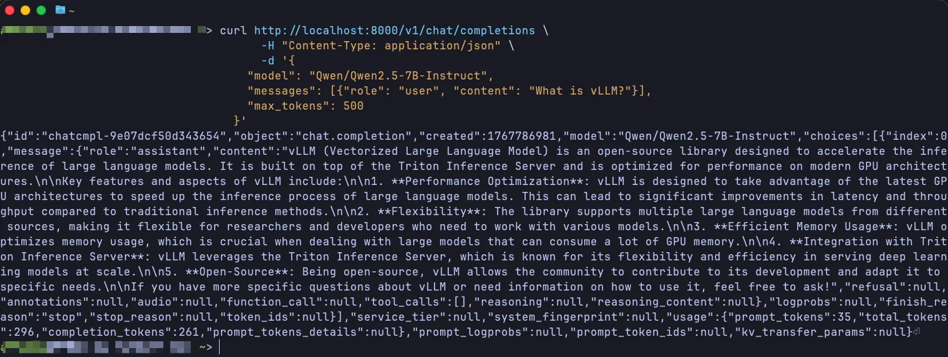 Curl request from local terminal to vLLM on JarvisLabs via SSH tunnel
