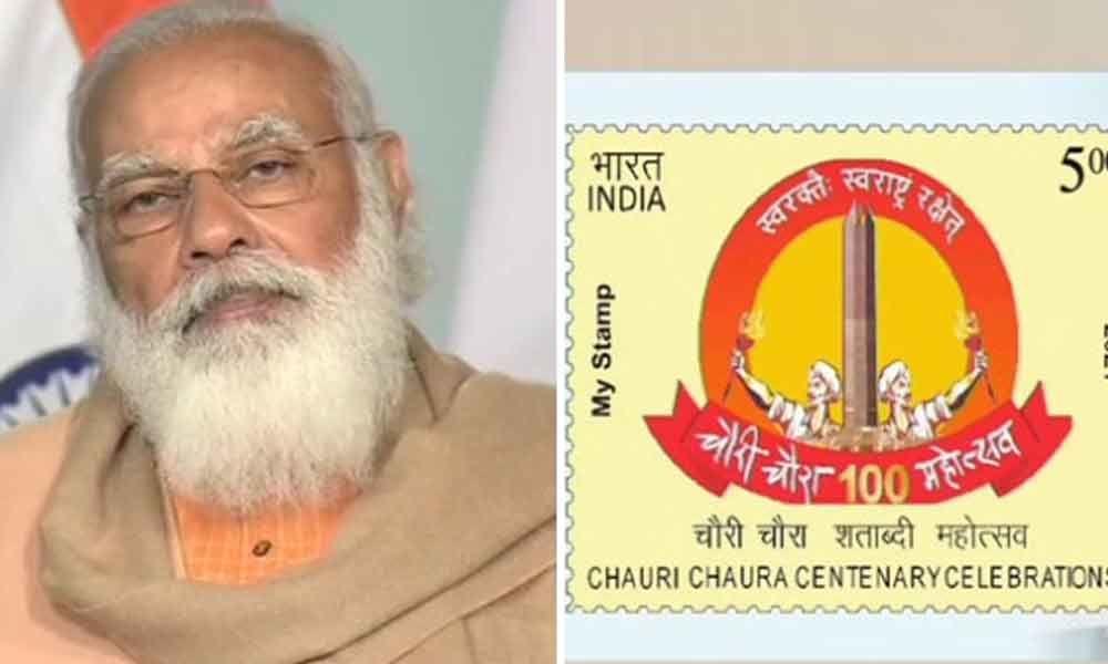 PM Modi releases postage stamp to mark beginning of centenary celebrations of Chauri Chaura incident