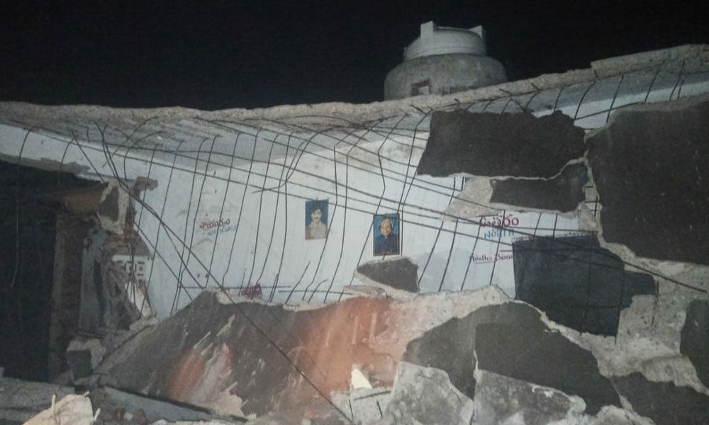 Primary school building collapsed at Purnabadhra village in Palasa mandal