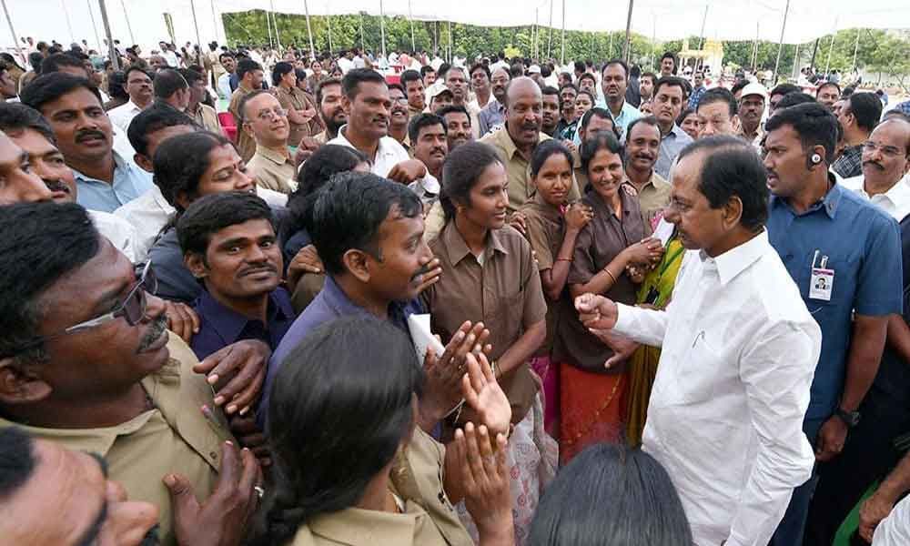 A file photo of RTC employees meeting the CM on December 2 last year