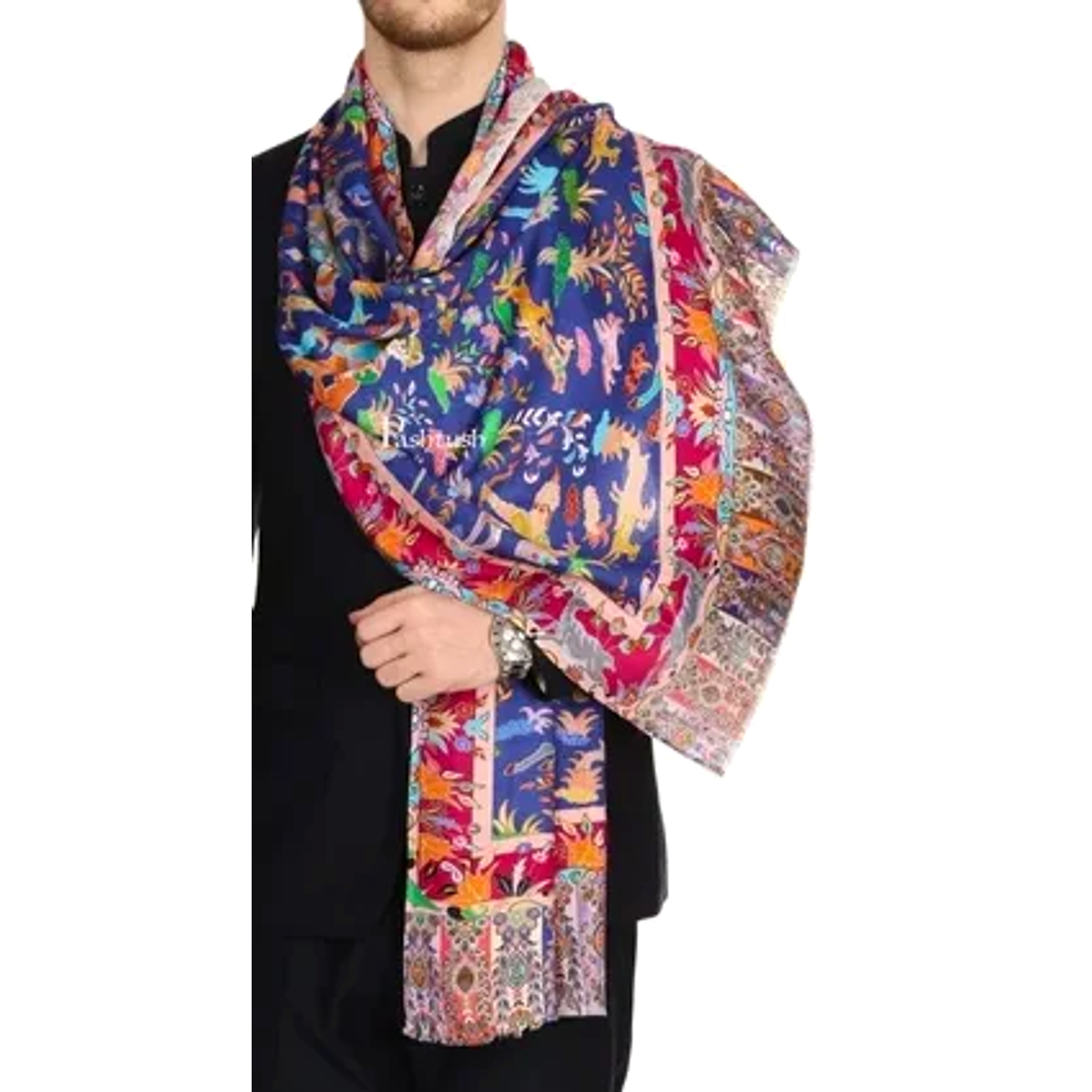 Pashtush Men's Printed Multicolour Shawl