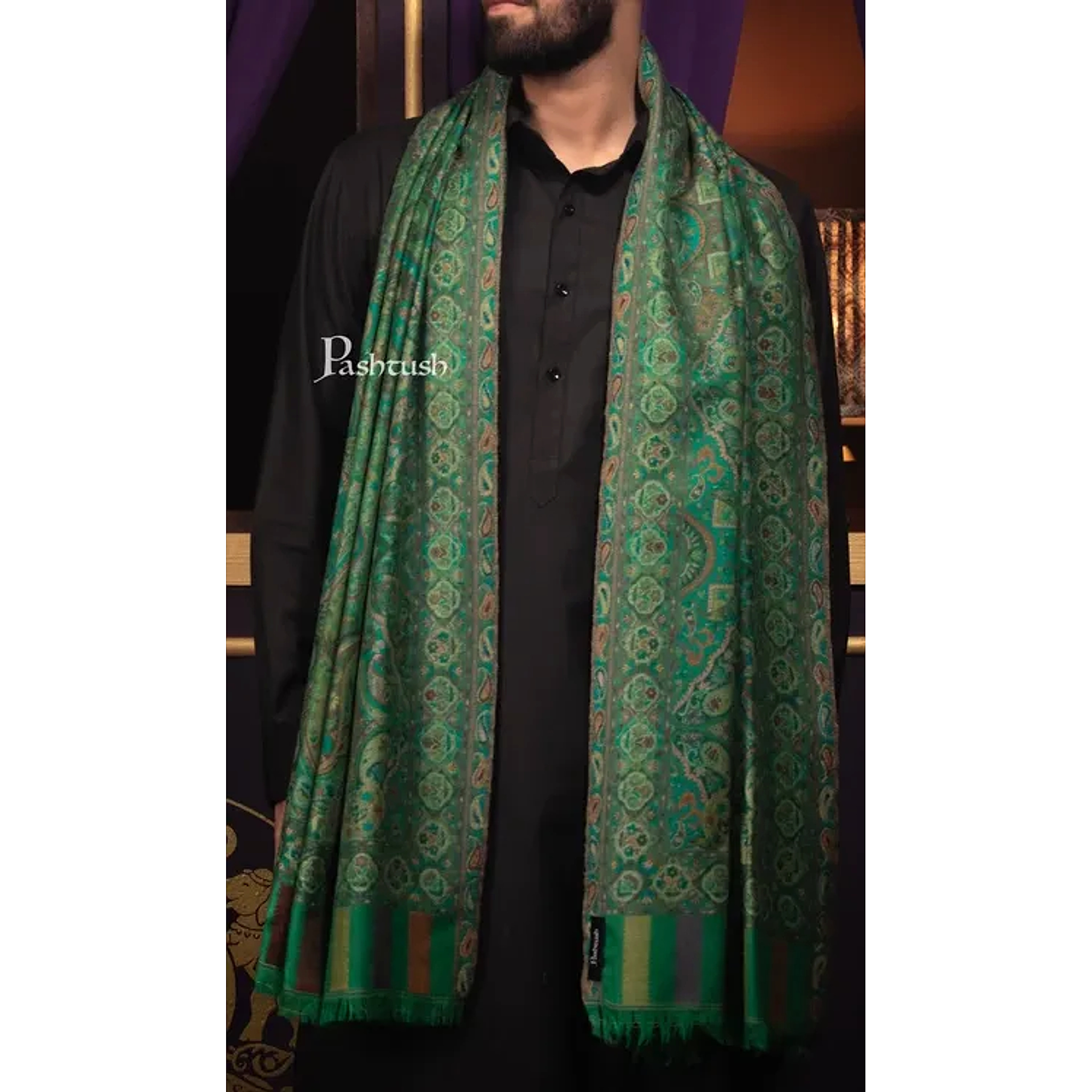 Pashtush Mens 100% Pure Wool With Woolmark Certificate Stole
