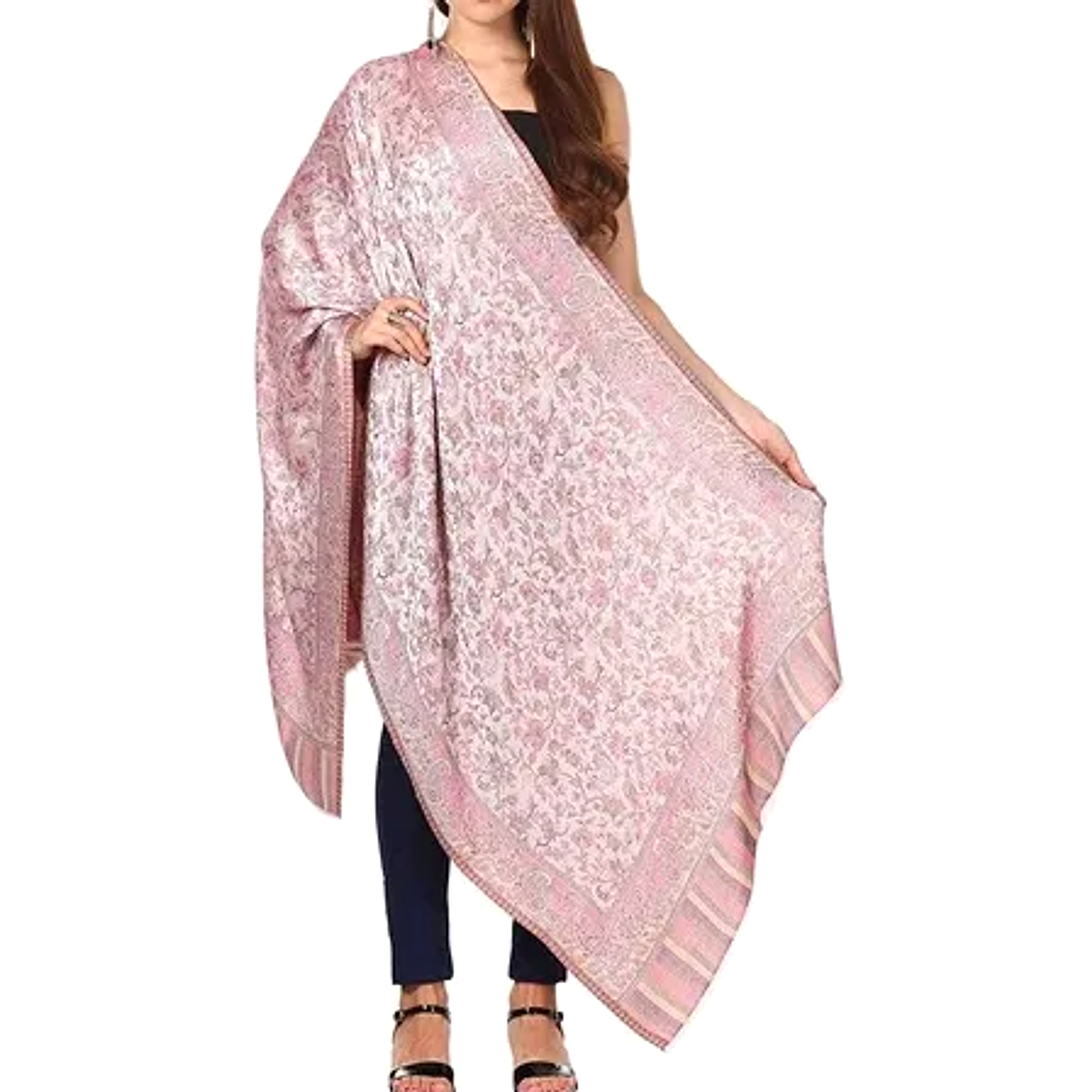 pashtush women kaani design soft bamboo scarf casual stole flamingo pink