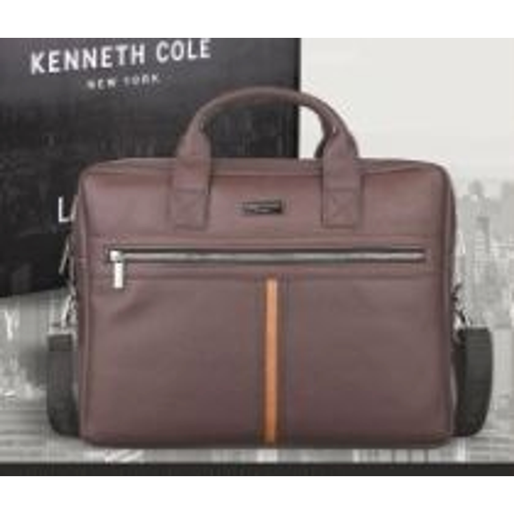 KC-19 Stripe Laptop Bag- Brown