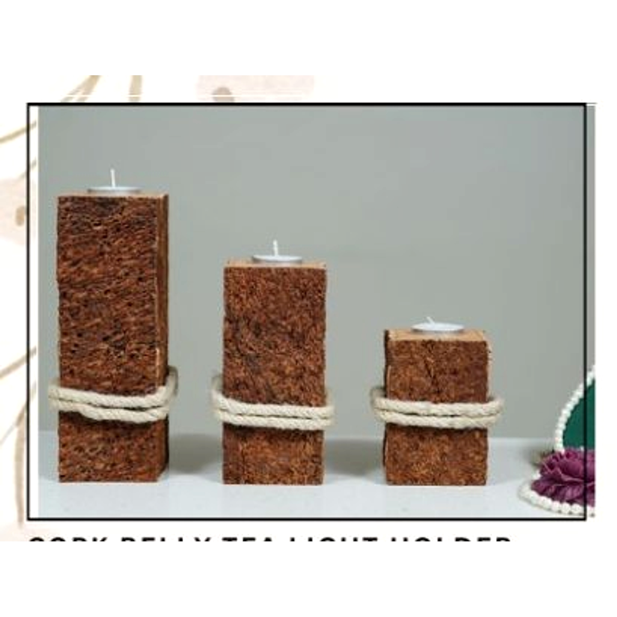 Cork Belly Tea Light Holder Set of 3