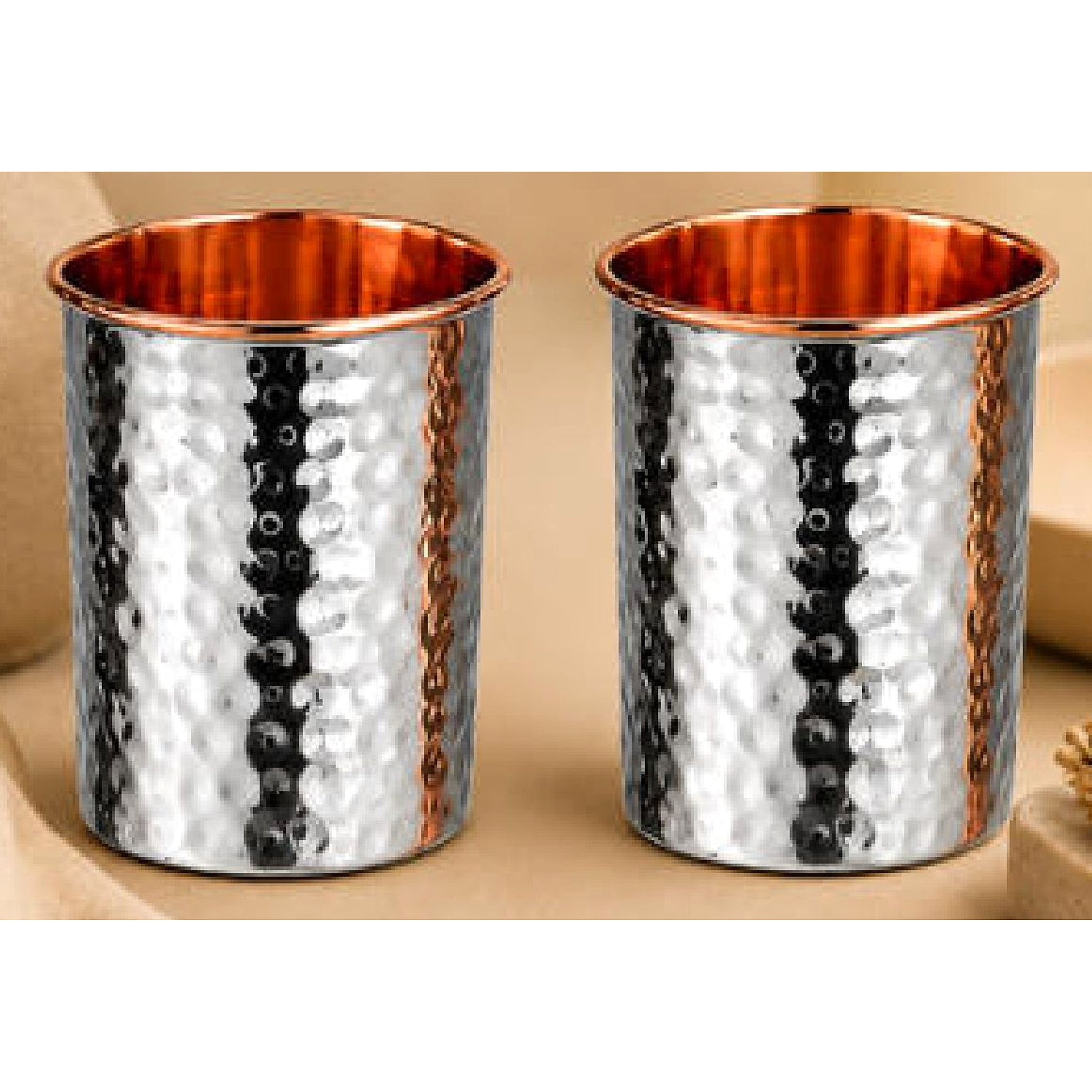 Dhara Hammered SS Cu Tumbler Set BZ51