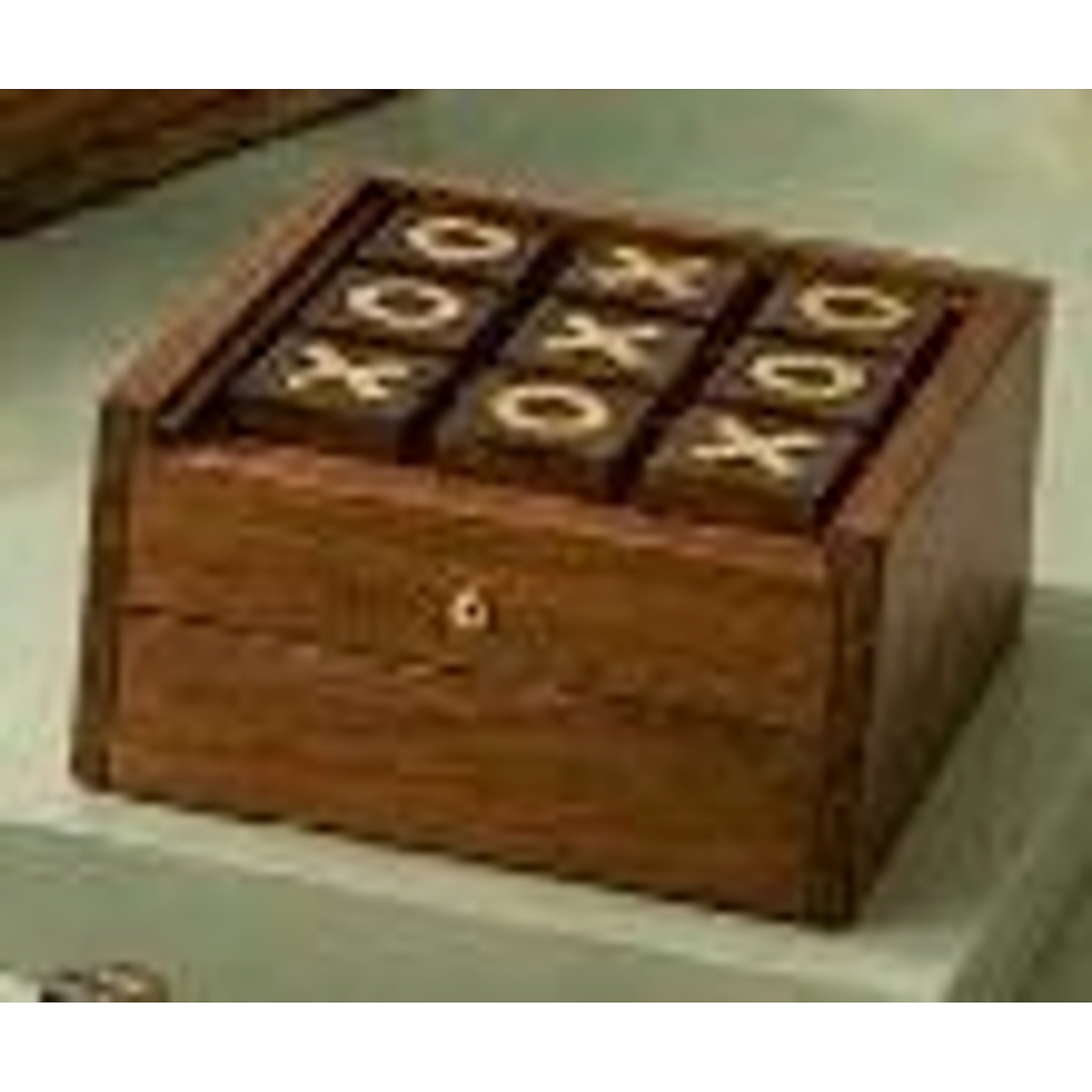 Wood Box for Single Playing Card Set with Brass Inlay 11.5x9x3.5cm