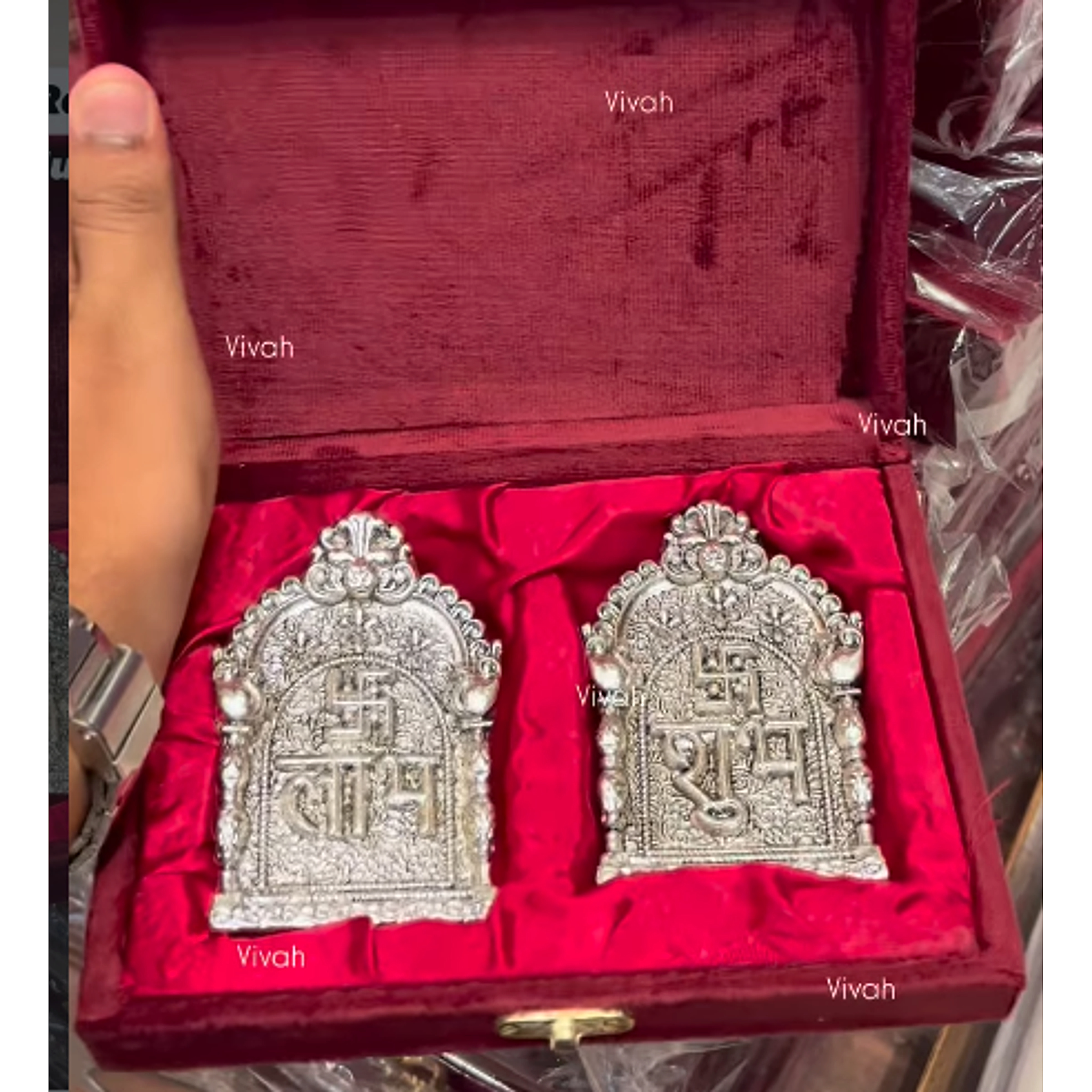Shubh Labh Silver Plated Plaques Gift Set