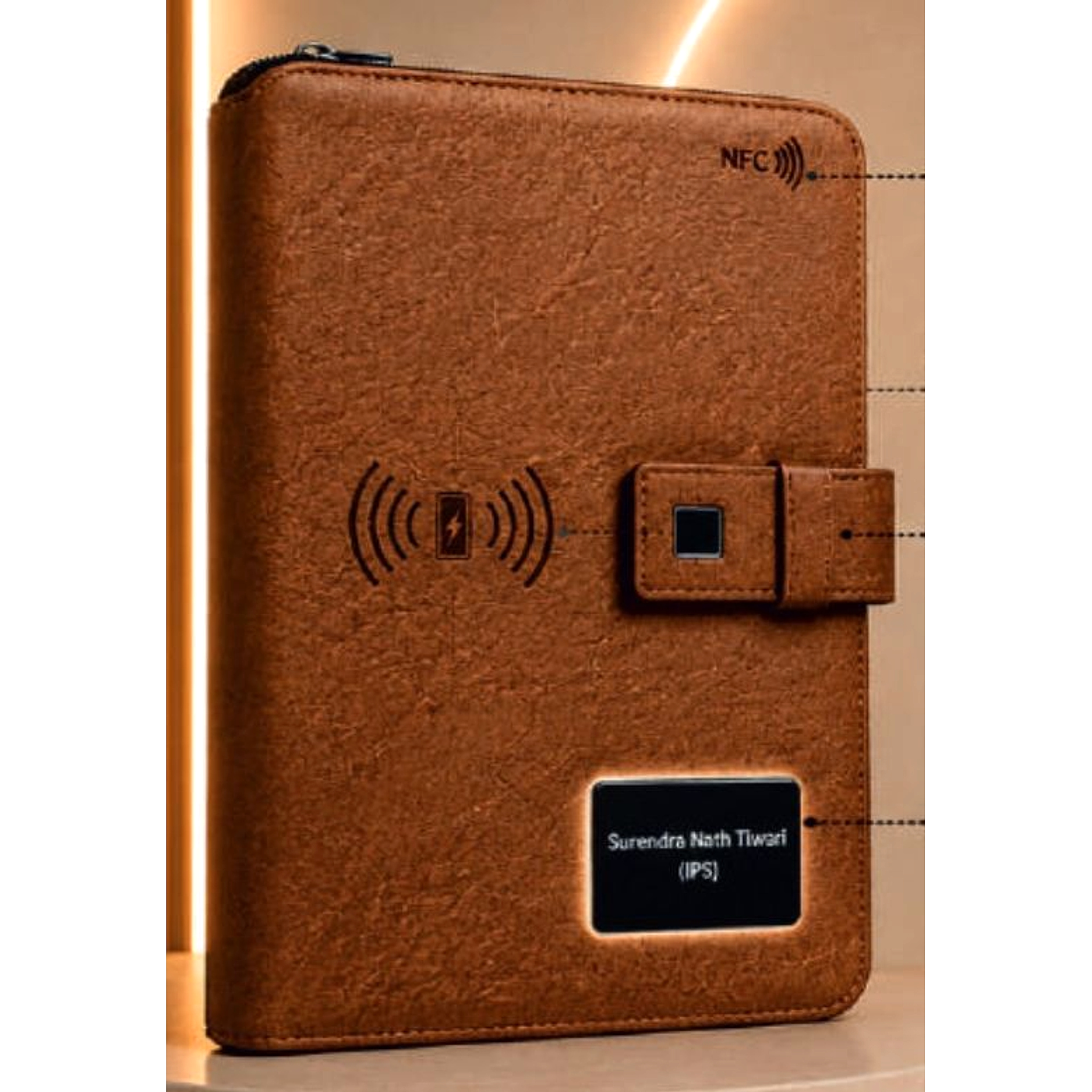 Power Bank Diary with Finger Print Lock & Wireless Charging